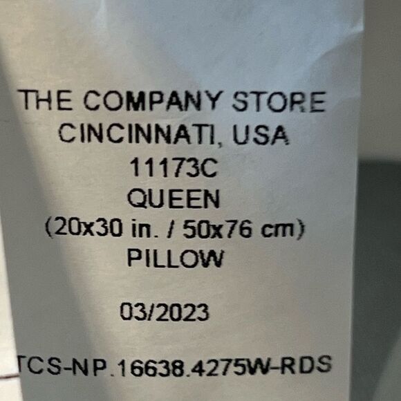 New The Company Store Legends Hotel Best Down Queen Pillow 75% Down Firm Density - Picture 9 of 14